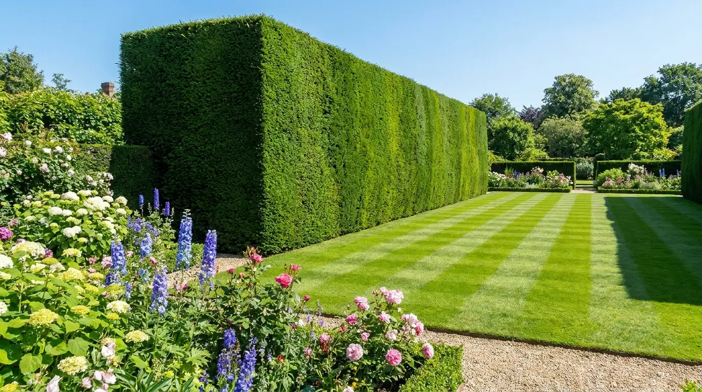 Fencing and hedge line — representative